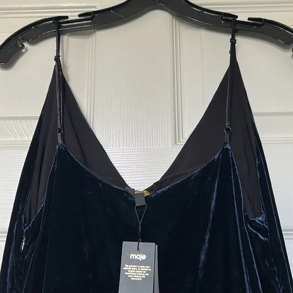 Maje Ryck Satin and Velvet Maxi Dress Size Large NWT - Picture 4 of 7